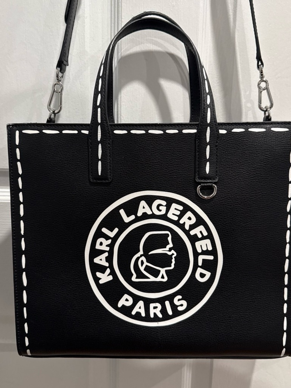 Karl Lagerfeld Black & White Logo Messenger Bag